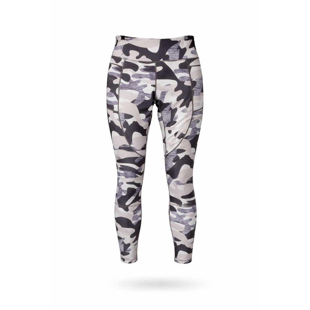 ZYIA Active Womens XL Gray White Camo High Waisted Pocket Leggings Athletic Yoga